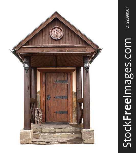 Old wooden door. Object isolated over white. Old wooden door. Object isolated over white