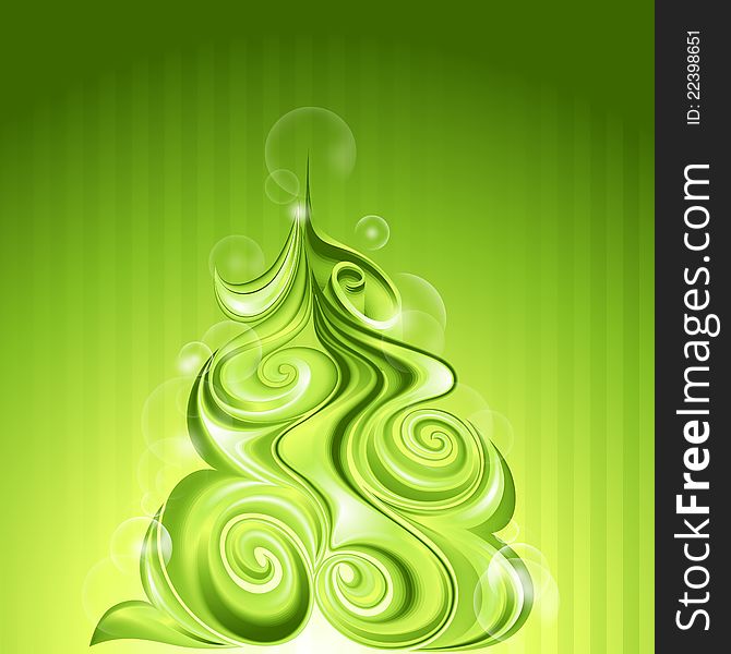 Shining abstract christmas tree with swirls