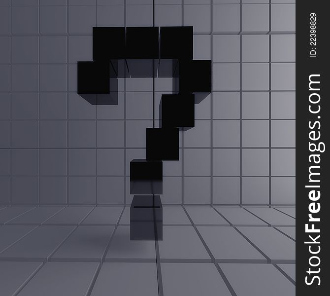 Black Box for Question Marks, 3D render.
