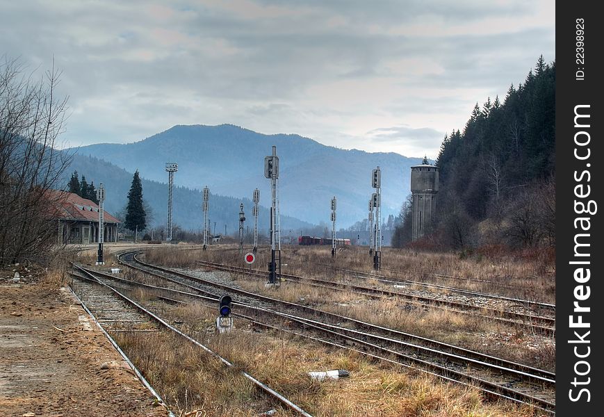 Signal in Bicaz train station HDR. Signal in Bicaz train station HDR