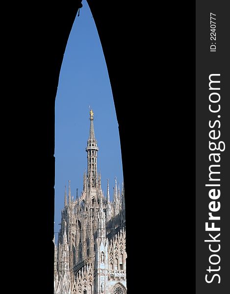 View of Milan Cathedral in Italy, great example of gothic architecture. View of Milan Cathedral in Italy, great example of gothic architecture