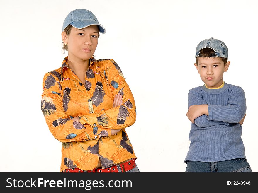 Mother and son over white background. Mother and son over white background