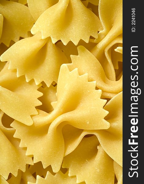 Close up of the Farfalle Pasta Uncooked