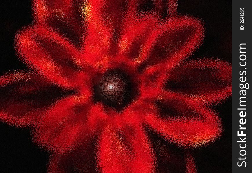 An abstract textured glassy red flower