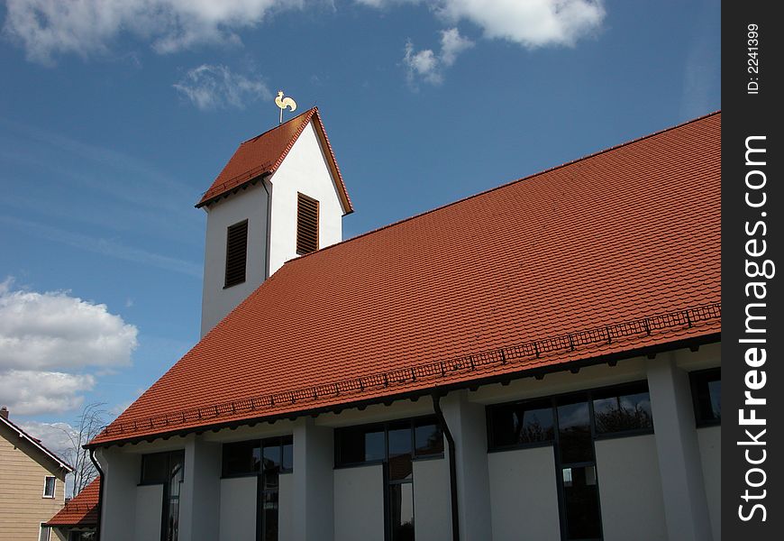 A view of a modern German protestant church in yjr Aztel area of Landstuhl, Germany. A view of a modern German protestant church in yjr Aztel area of Landstuhl, Germany