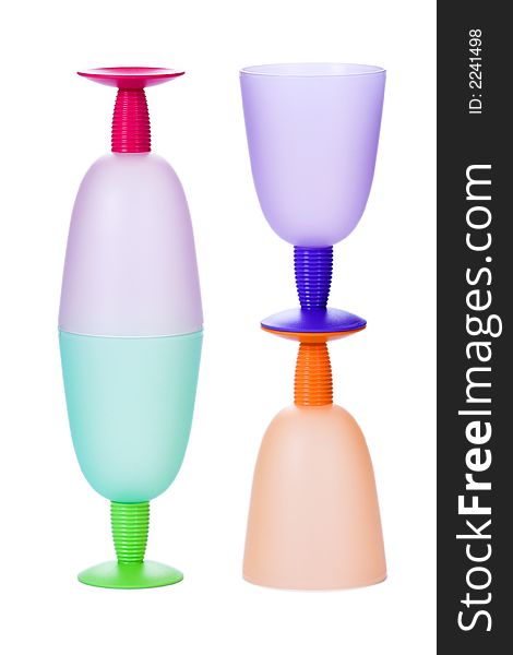 Colorful plastic wine glasses over white 3. Colorful plastic wine glasses over white 3