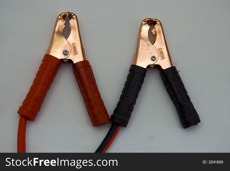 Jumper cables isolated on light background