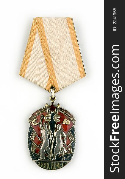 The Soviet award “ A sign on honour ” on a light background