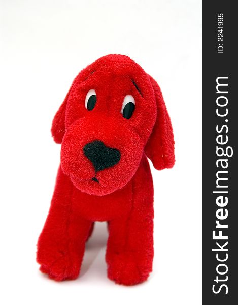 A Red puppy doll isolated on white back ground