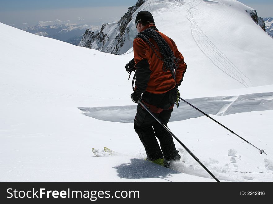 Free rider in powder snow