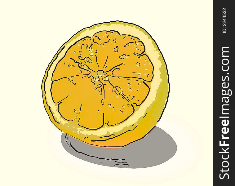 Illustration: simple lemon with black outline
