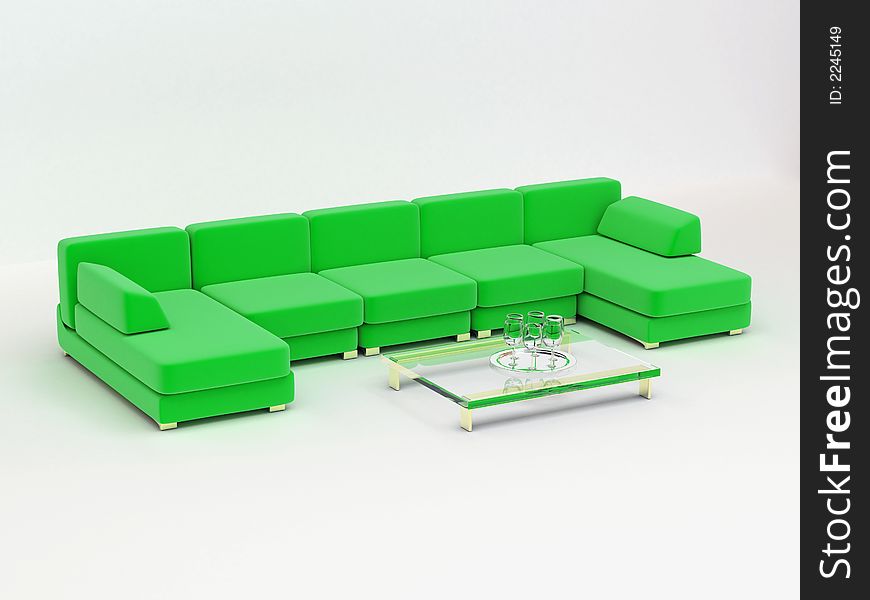 Big folding sofa from several interchangeable modules