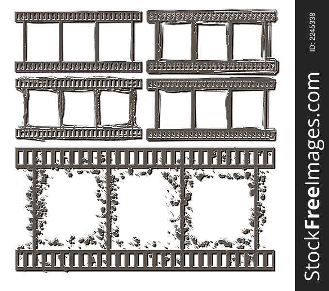 Various illlustrations of grunge style film strips. Various illlustrations of grunge style film strips