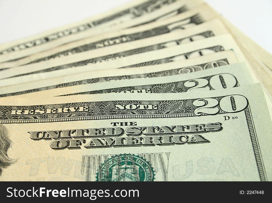 American dollars isolated on a white background