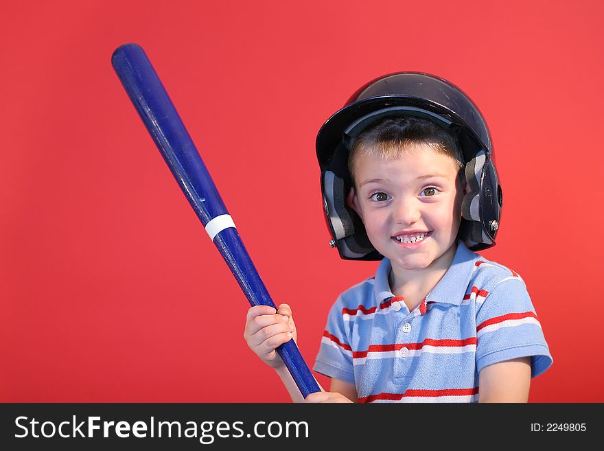 Shot of a little baseball boy