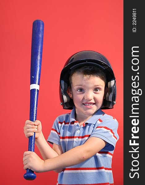 Little baseball boy vertical