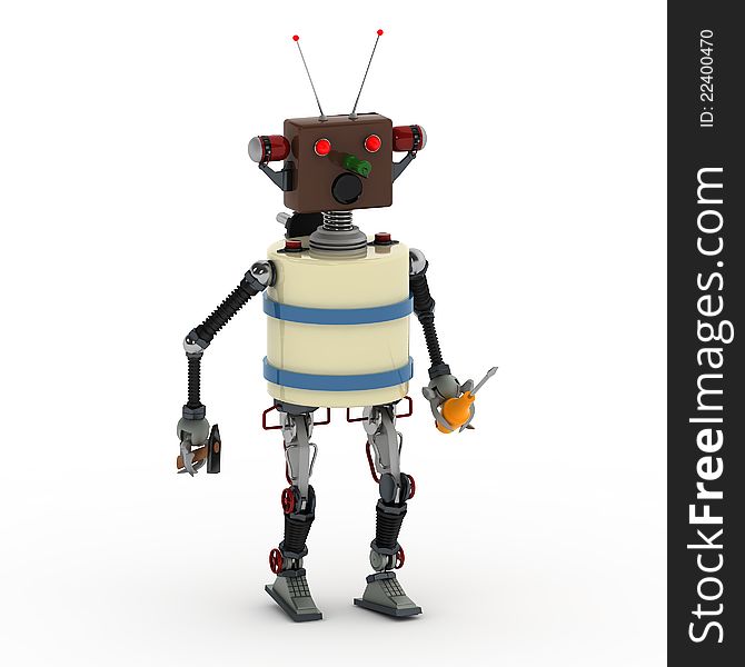 Image of cartoon robot on a white background