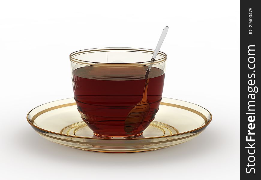 The cup of black tea on a white background. The cup of black tea on a white background