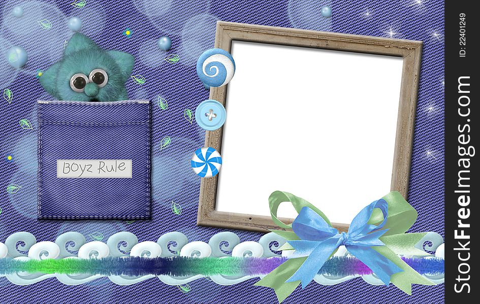 Blue background for boy with frame for picture. Blue background for boy with frame for picture.