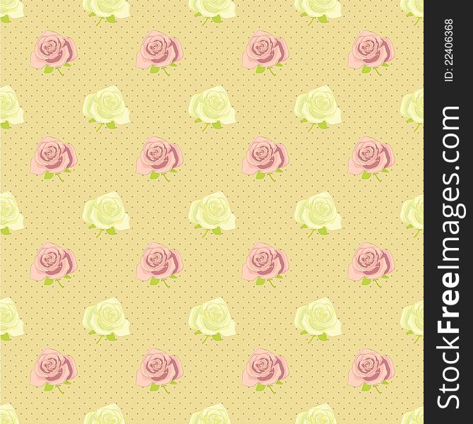 Delicate seamless background with white and pink roses
