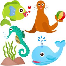 A Colorful Set Of Sealife Royalty Free Stock Photography A Colorful Set Of Sealife Royalty Free Stock Photography
