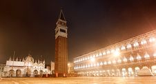 Piazza San Marco On Foggy Night Royalty Free Stock Images