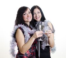 Two Girls Congratulates Royalty Free Stock Photography