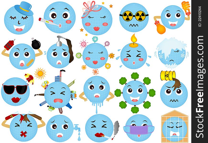 Global warming - Blue Planet icons