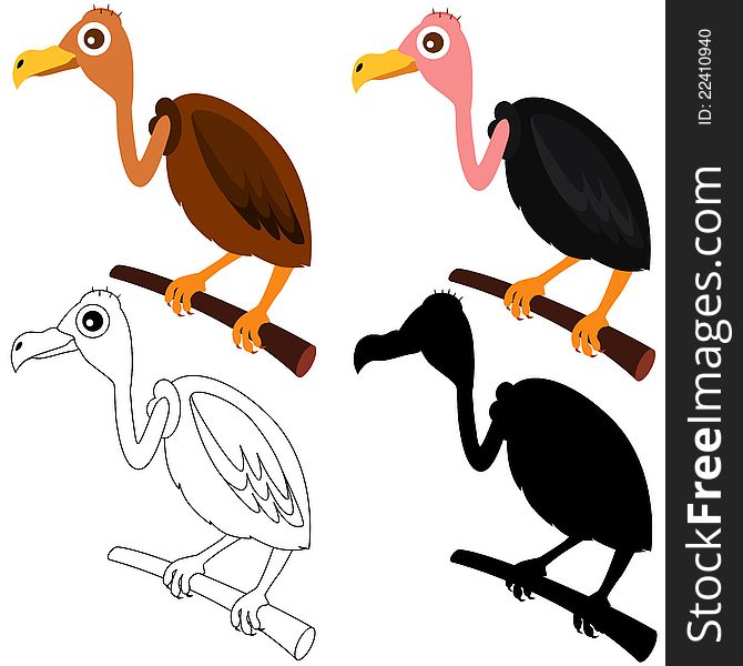 A Set of cute vector Icons : Vultures isolated on white. A Set of cute vector Icons : Vultures isolated on white