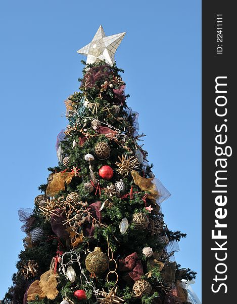Christmas tree with decoration Outdoor event