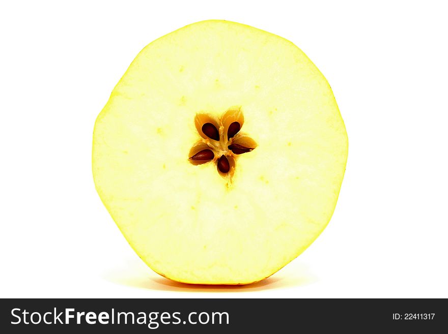 Half Of The Pears With Seeds On White Background