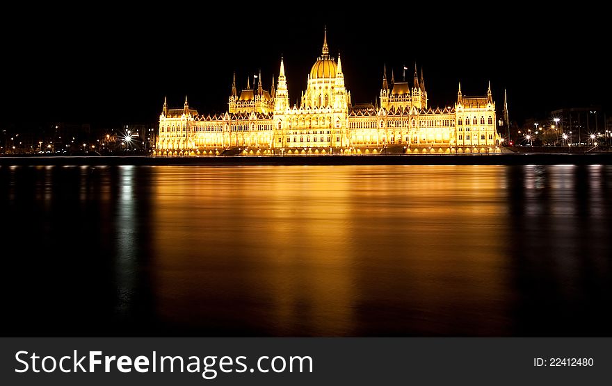 Hungarian Parliament At Night