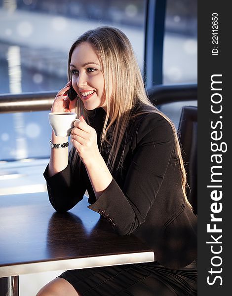 Young Woman  In The Cafe