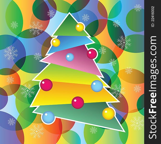 Richly decorated Christmas tree, vector illustration