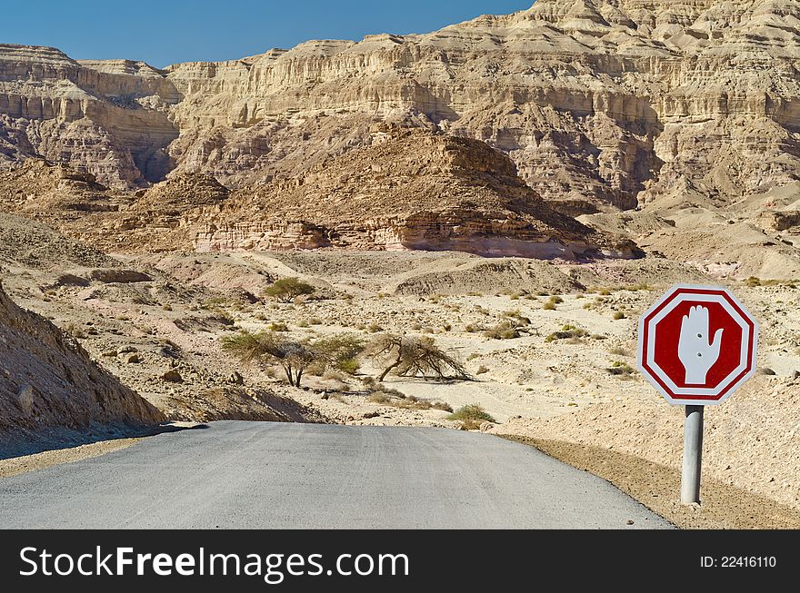 Road sign in Timna park, Israel