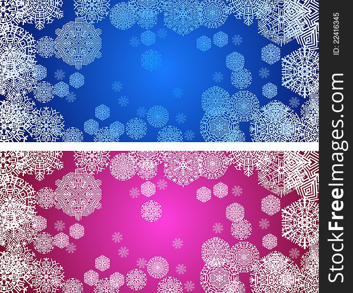 Color christmas banners with snowflakes, vector illustration