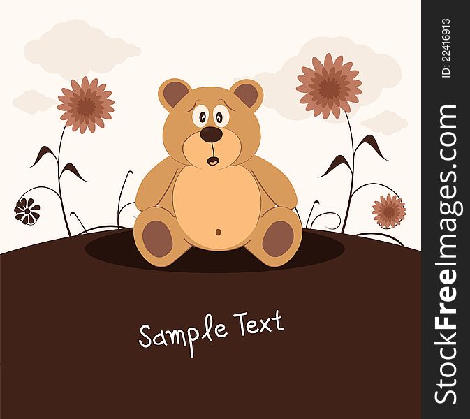 Cartoon illustration of Cute Bear sitting On the Grass. Cartoon illustration of Cute Bear sitting On the Grass