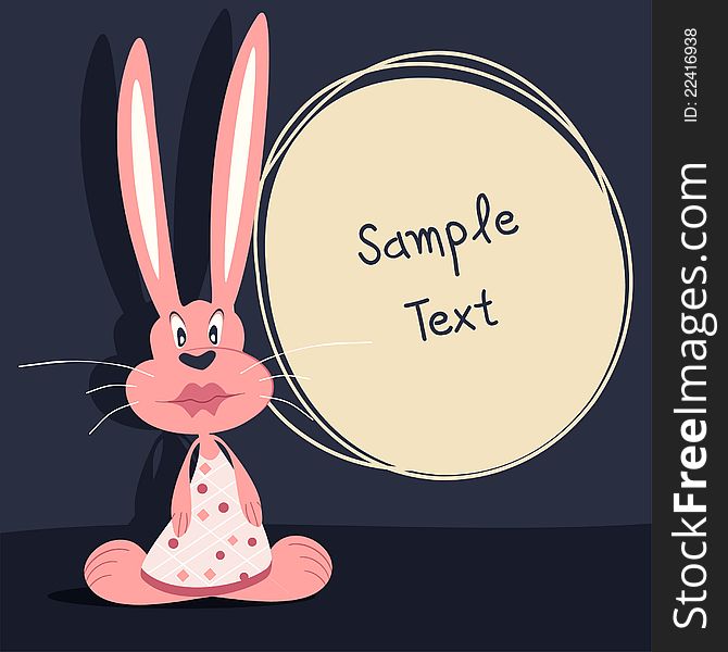 Card with rabbit and place for your text. Card with rabbit and place for your text