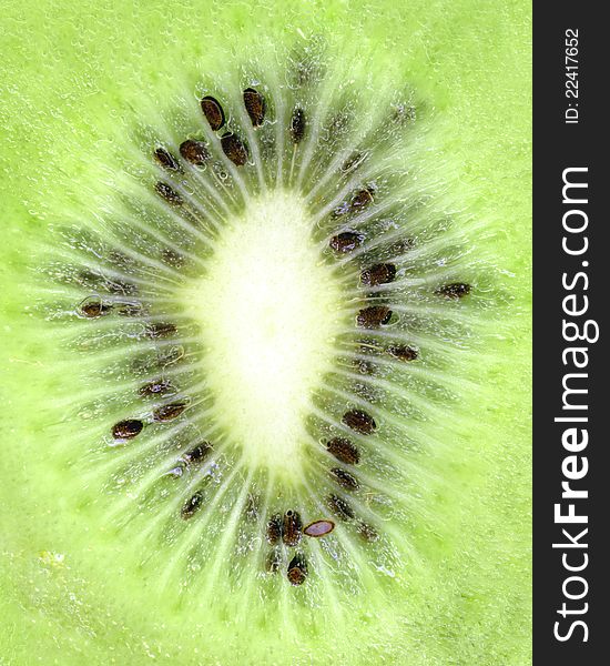 Kiwi texture, close-up, fruit cut in half