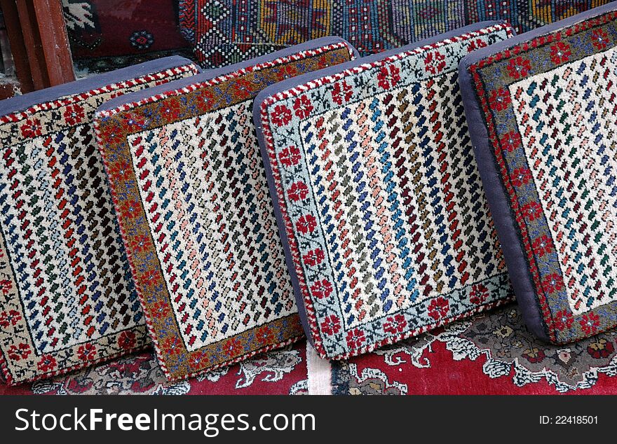 The Anatolian Decorative Pillow in the Bazaar, Turkey. The Anatolian Decorative Pillow in the Bazaar, Turkey.