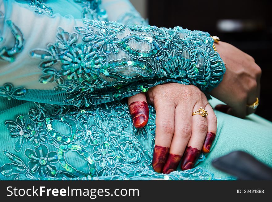 Bride's hand wearing henna