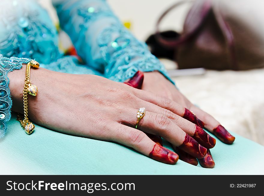 Bride's hand wearing henna