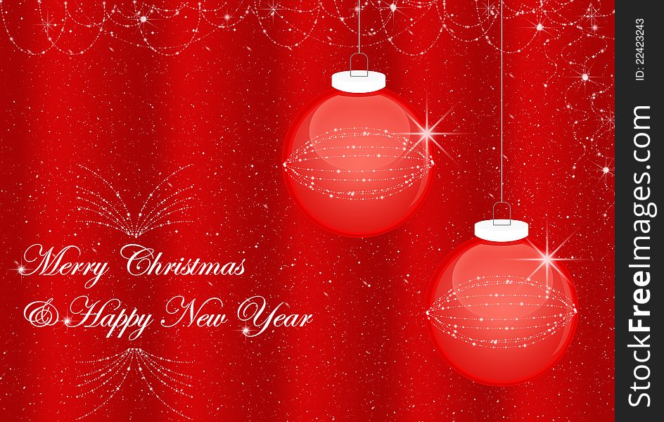 Decorative Christmas background with hanging baubles