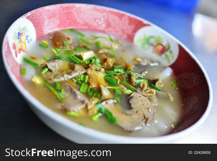 Spicy vegetables soup with pork , Thai style food. Spicy vegetables soup with pork , Thai style food