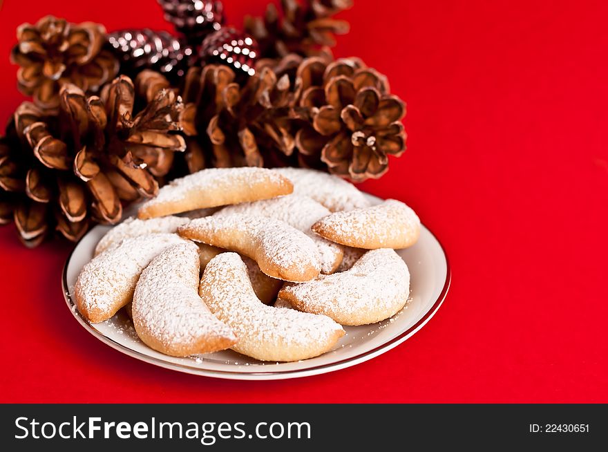Homemade Almond Vanilla Crescent cookies