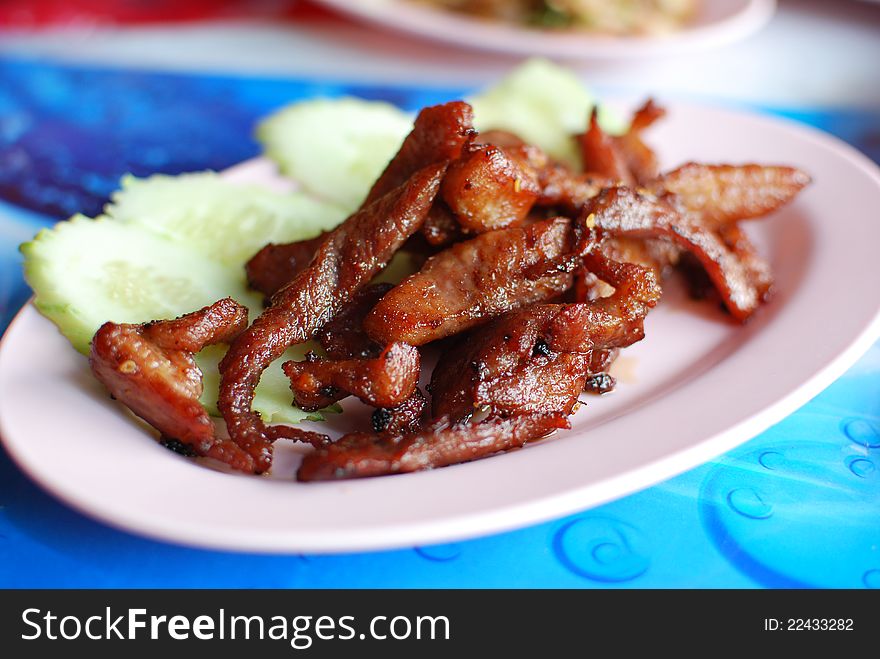 Thai style grilled pork , Asian style food