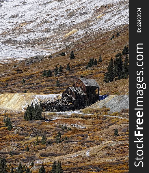 Old rustic mine with fresh snow. Old rustic mine with fresh snow