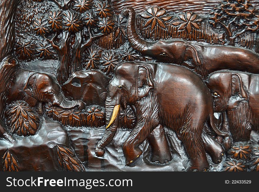 Elephant in the forest thai style art