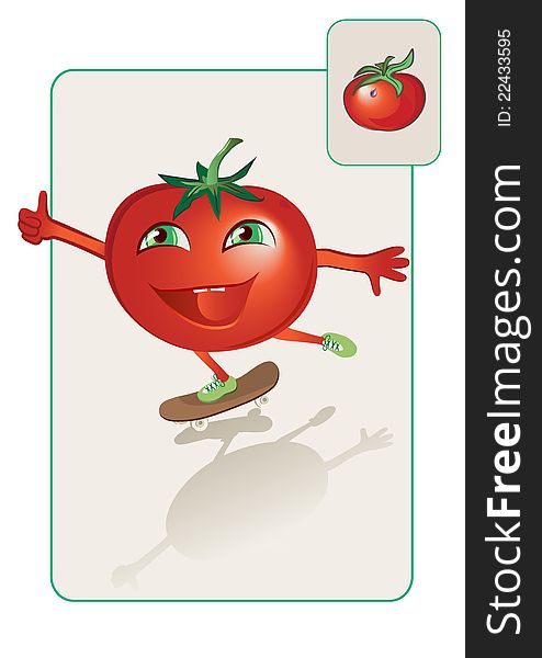 Funny And Realistic Tomato On Skateboard
