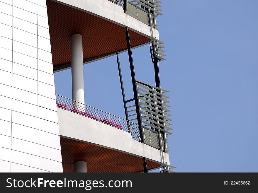 Modern architectural balcony of building. Modern architectural balcony of building